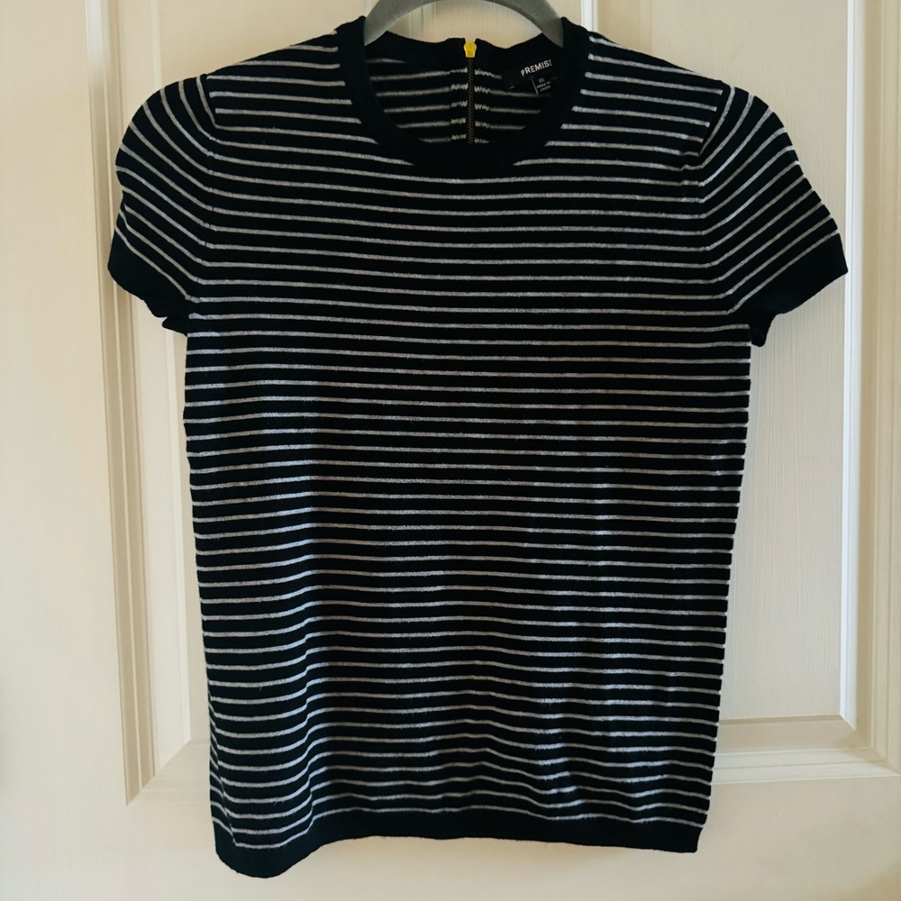 Premise Black and White Striped Blouse Size XS